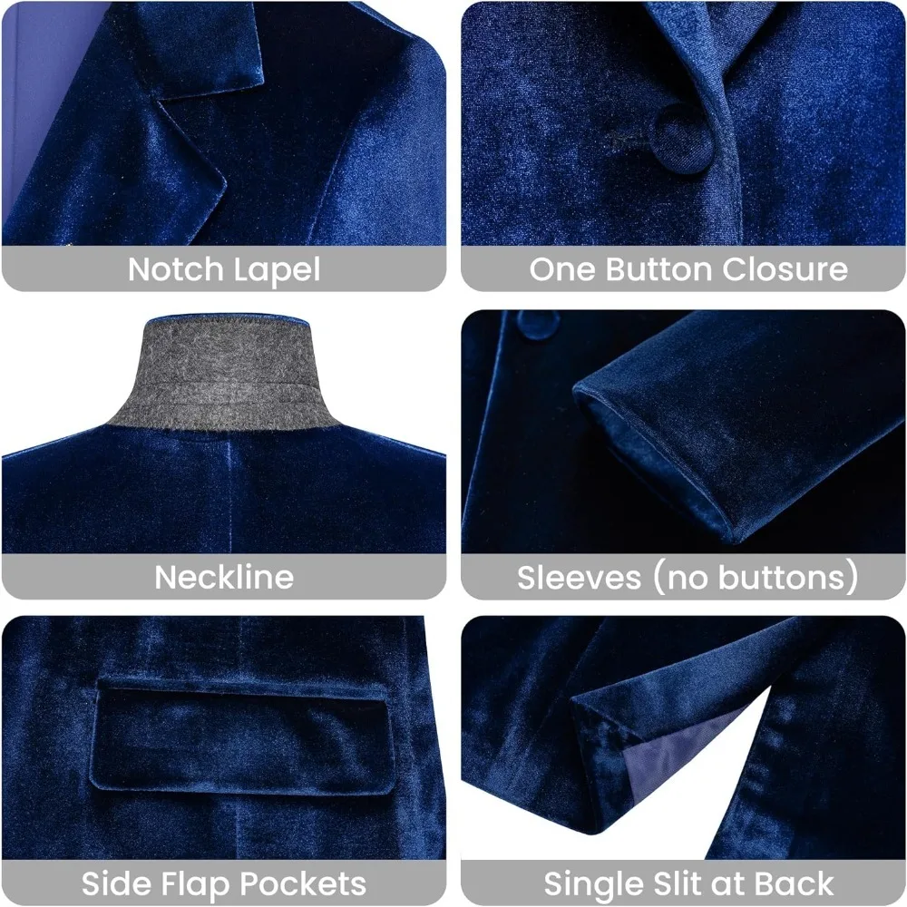 بدلة نسائية مخملية مكونة من قطعتين مع طية صدر السترة وزر واحد بقصة ضيقة لحفلات الزفاف وحفلات الزفاف