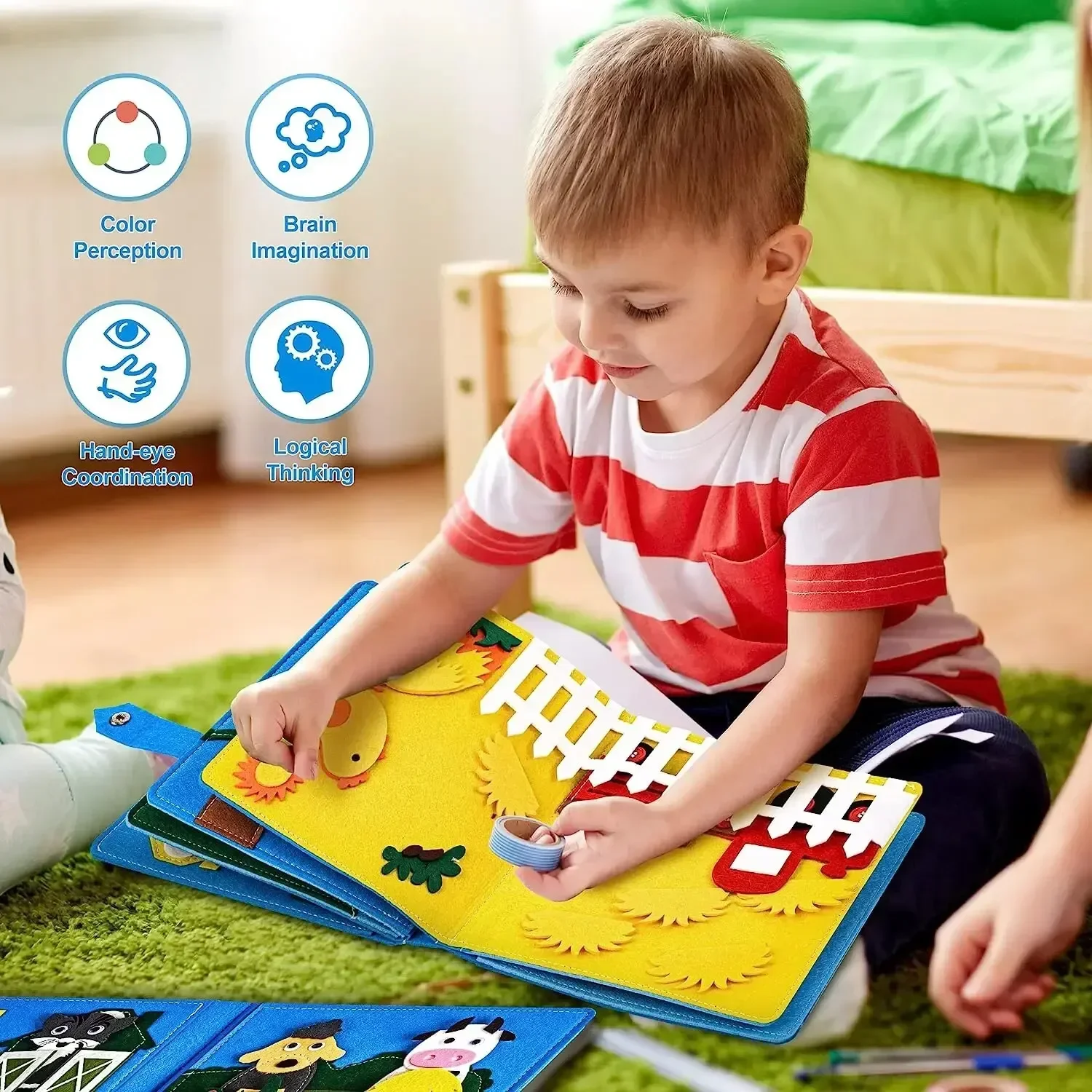 Toddlers Montessori Busy Book Felt Farm Animal Scene Storytelling Activity Toy Preschool Learning Education Activity Sensory Toy