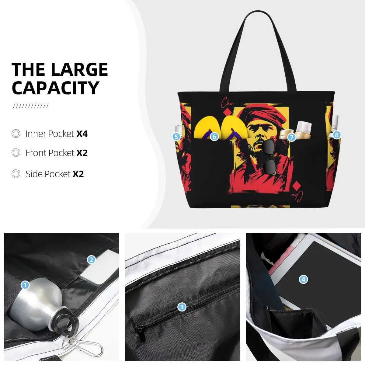 Che Guevara bolso de mano de playa deporte gimnasio Yoga Duffle bolso de mano grande bolso de viaje para mujer bolso de Fitness