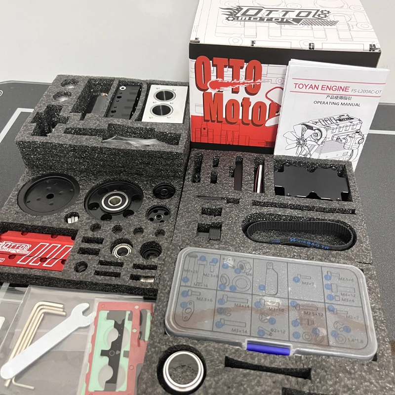 TOYAN FS L200AC Nitro Twin Engine Model Kit 7cc Inline Twin Four Stroke Air Cooled Red Engine Model Kit view 3