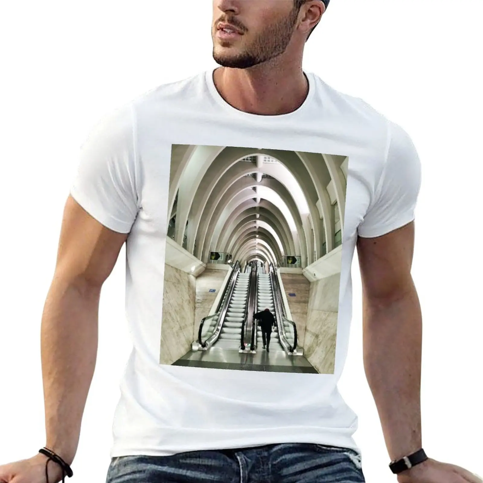 

Calatrava station escalators T-Shirt printed t shirts for man man t shirt summer T-Shirt