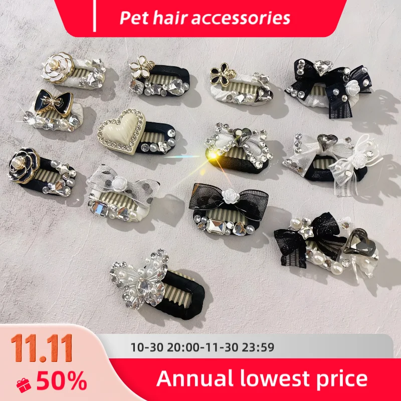 

Xmas Dog Cat Pet Hair Clip Cute Crystal Lace Flower Hear Butterfly Hairpins Headwear For Puppy dogs accessoriesDog Pet Supplies