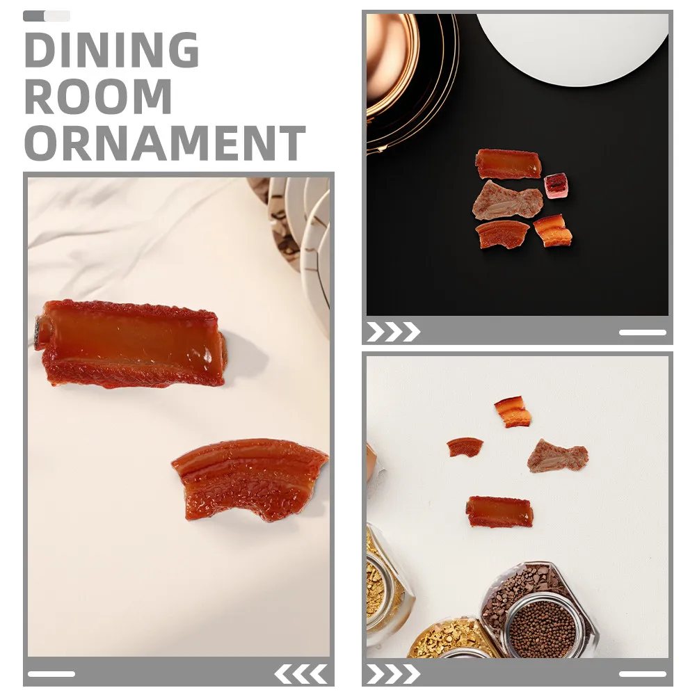 10Pcs Premium Realistic Faux Pork Ribs Food Display Props Mini Culinary Decoration for Restaurant Home Kitchen Styling Photo
