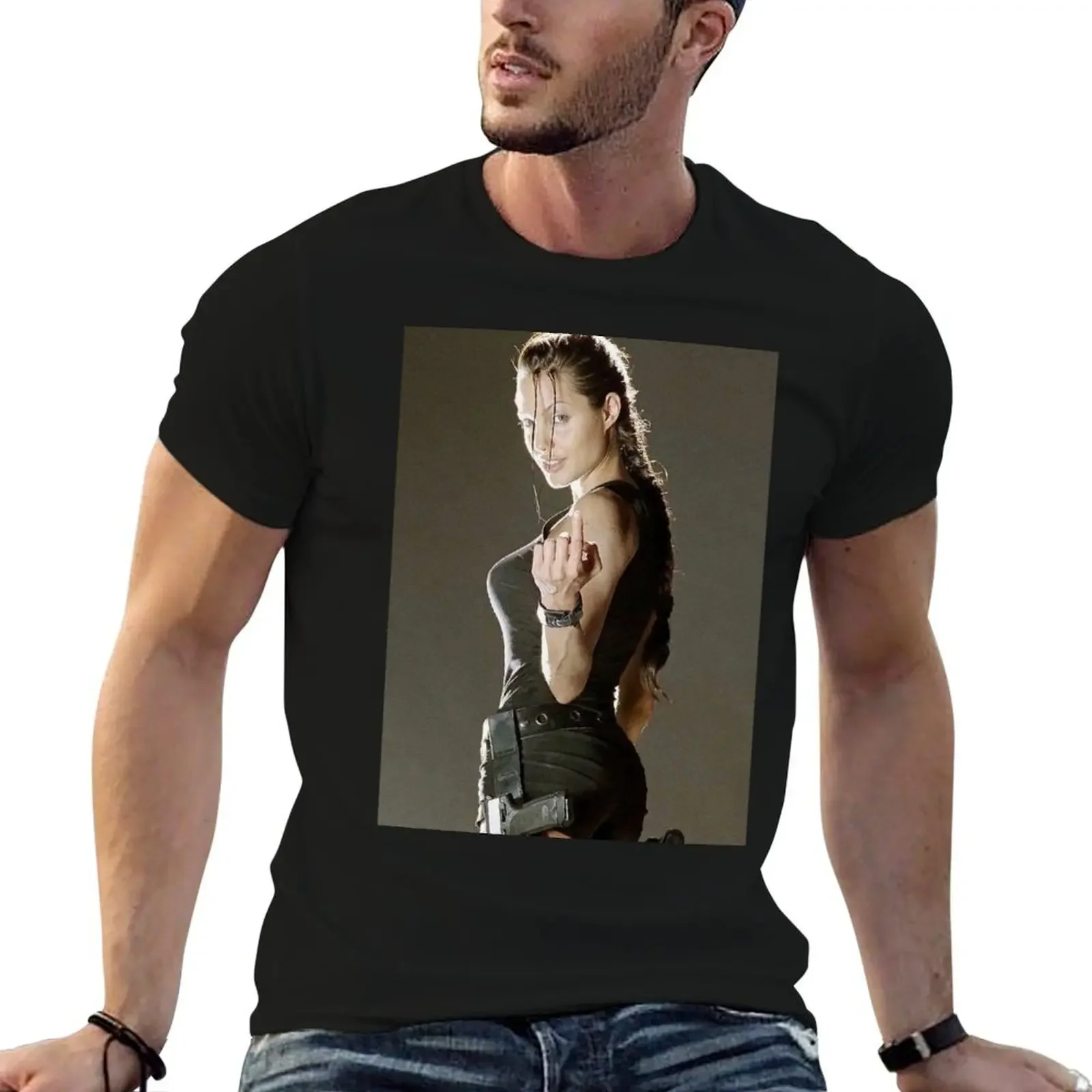 Art Angelina Jolie Minimalist T-Shirt anime Aesthetic clothing summer clothes plain t shirts for men