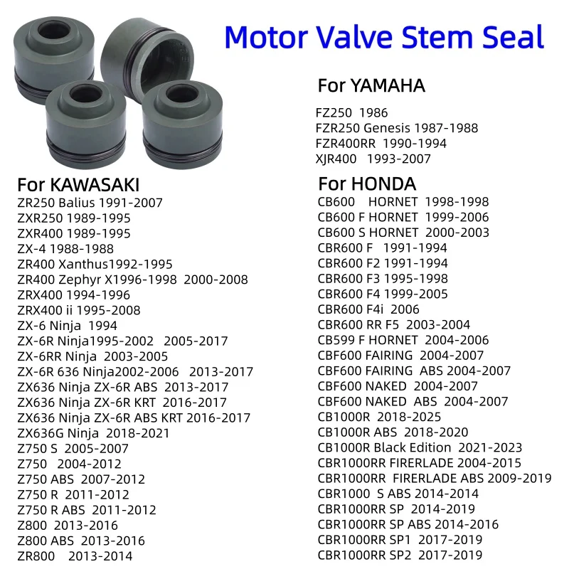Valve Stem Seal for HONDA CB 599 F CBR 1000 R CBF 600 RR F F2 F3 F4 S HORNET YAMAHA ZX-6R Ninja 636 Z 750 ZR 800 YAMAHA XJR400