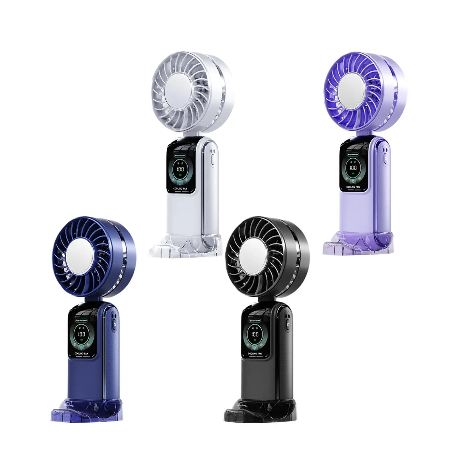 مروحة تبريد منخفضة الضوضاء قابلة للطي، مروحة شخصية للتحكم في زر عملي 100 سرعة قابلة للتعديل للصيف والمكتب والسفر والتخييم الرياضي