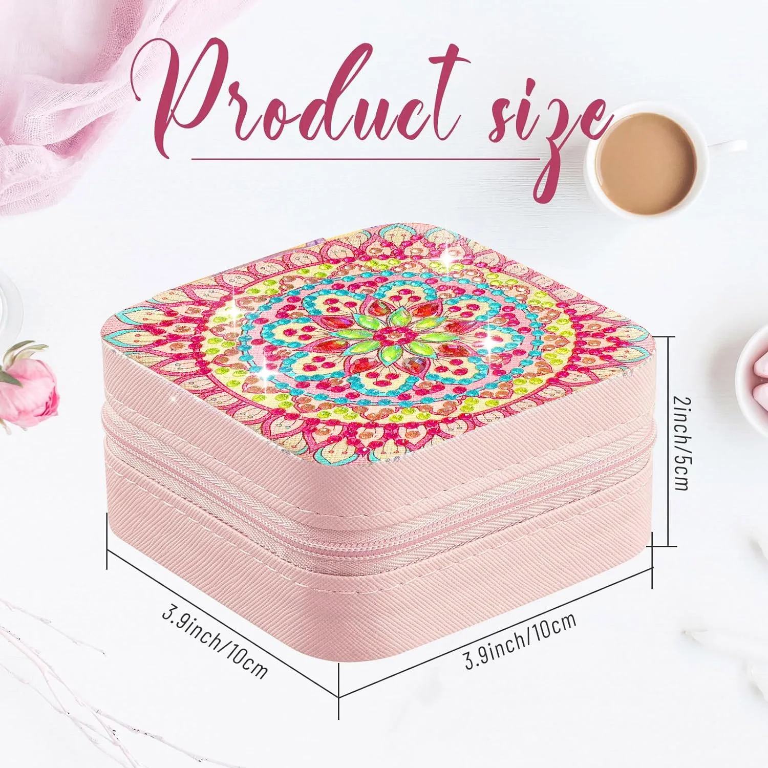 1pc/Set Mandala Diamond Art Travel Jewelry Box Diamond Painting Jewelry Storage Box Portable Diamond Art Jewelry Box for Adults