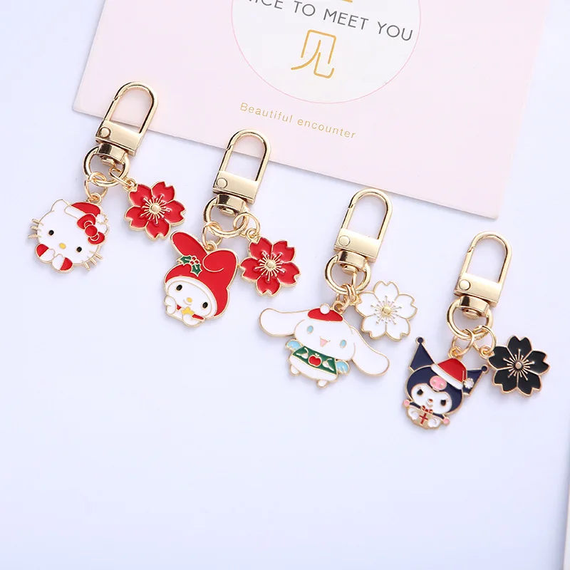 Sanrio Cinnamoroll Kuromi Keychain Cute Hello Kitty Bag Charm Keyring Pendant Jewelry Car Key Accessories Gift for Friends