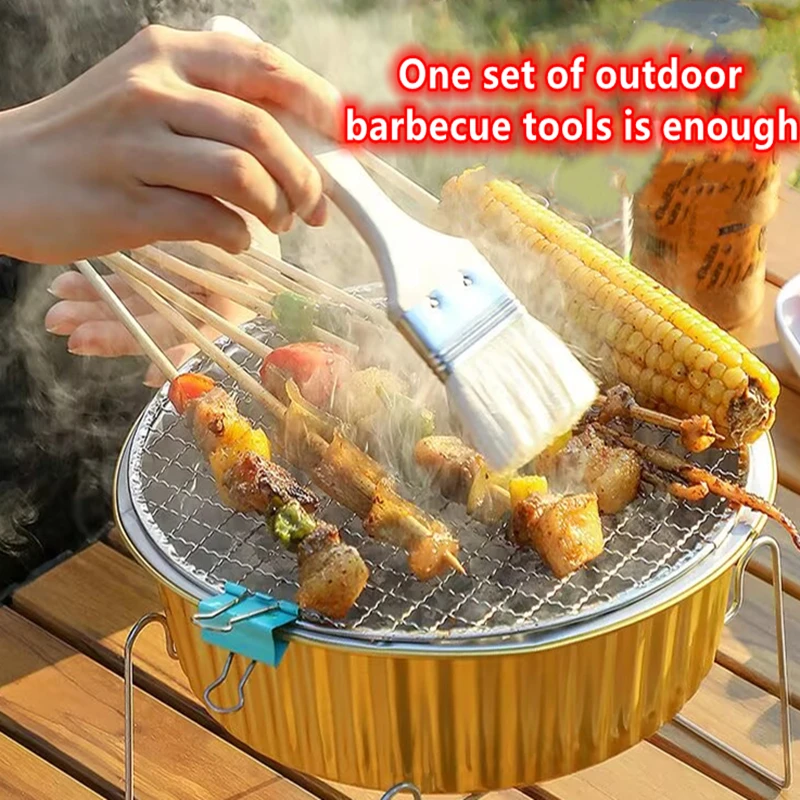 

Disposable Portable Steel Barbecue Grill Korean Charcoal Stove Split BBQ Stove Round Non-stick Barbecue Rack for Outdoor Camping