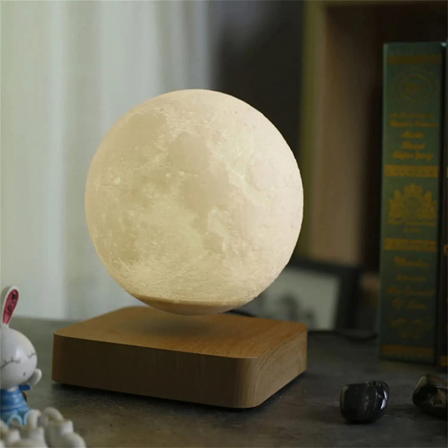 New 3D Printing LED Night Light Creative Touch Magnetic Levitation Moon Lamps 3 Colors Rotating Floating Atmosphereesk Lamp Gift