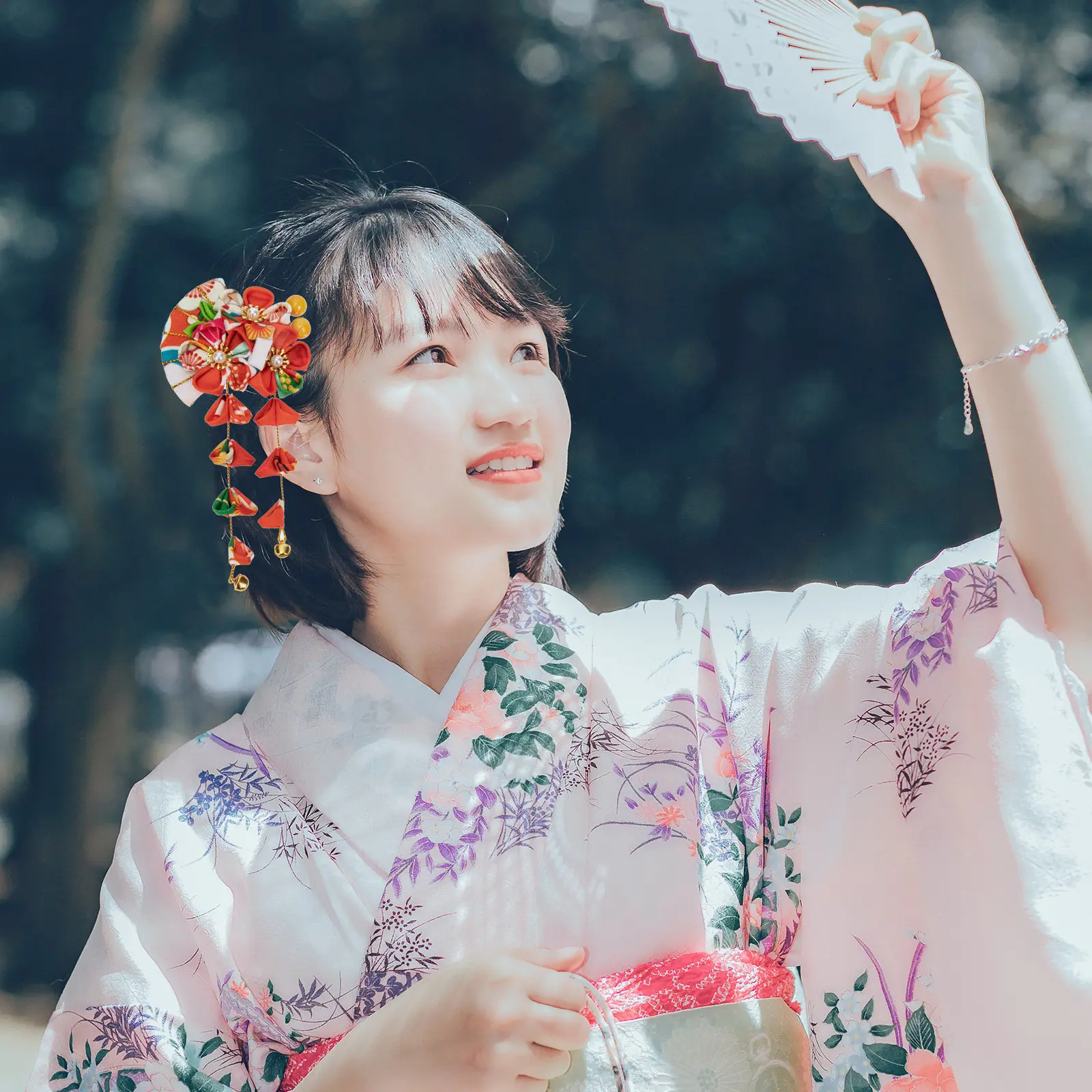 

2Pcs Tassel Hair Accessories Flower Fan Hairpins Vintage Design for Wedding Party Birthday Engagement Bridal Shower