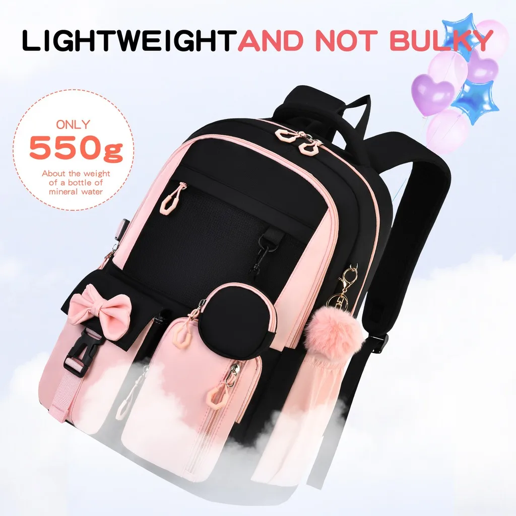 student-backpack-color-blocking-nylon-backpack-insulated-lunch-bag-ergonomic-school-backpack-for-short-trips-middle-school-daily