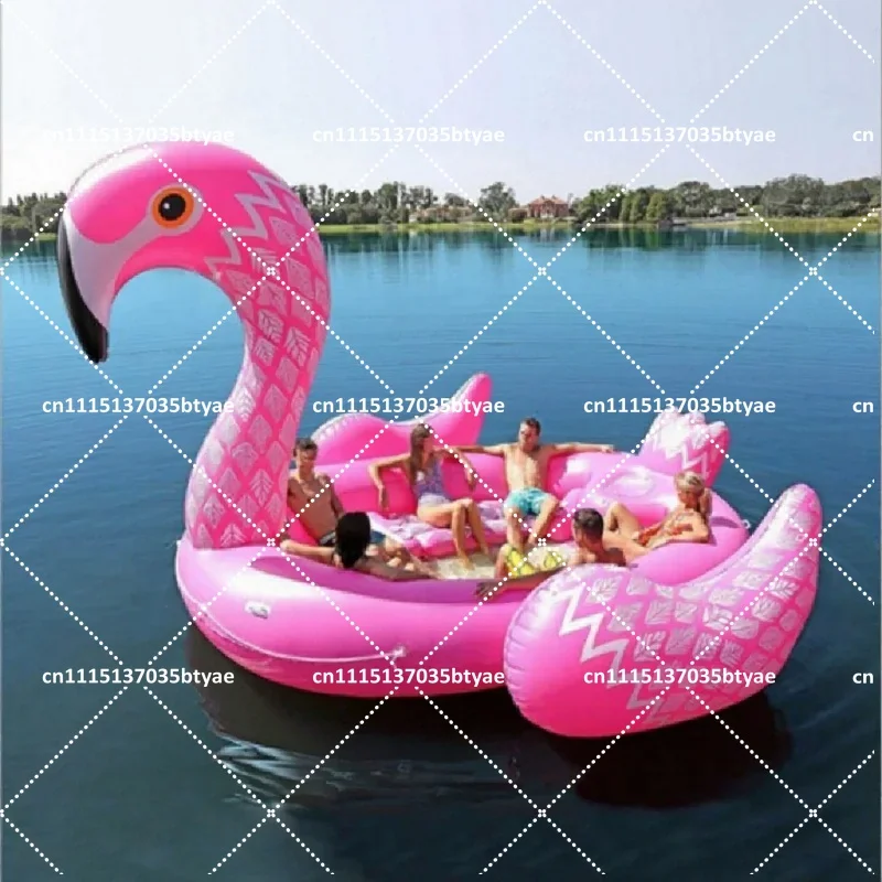 6 Person Giant Flamingo Pool Float Inflatable Unicorn Swimming Pool Lounger Island Party Beach Outdoor Summer Toy