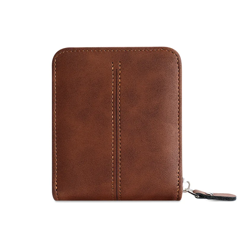 محفظة رجالية عتيقة - حافظة بحامل للعملات المعدنية والبطاقات بسحاب، طراز صغير قصير متعدد الوظائف مع تصميم مدمج أنيق المحفظة #5