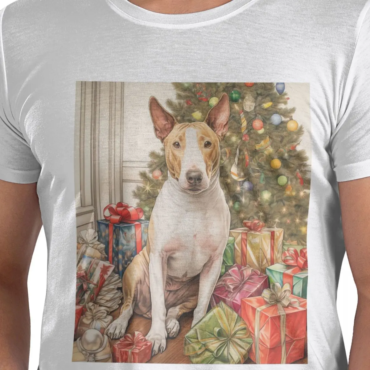 

Christmas Staffordshire Bull Terrier Dog Portrait 100% Cotton T-Shirt Men's Oversized T Shirts Men Round Neck Short Sleeve S-6XL