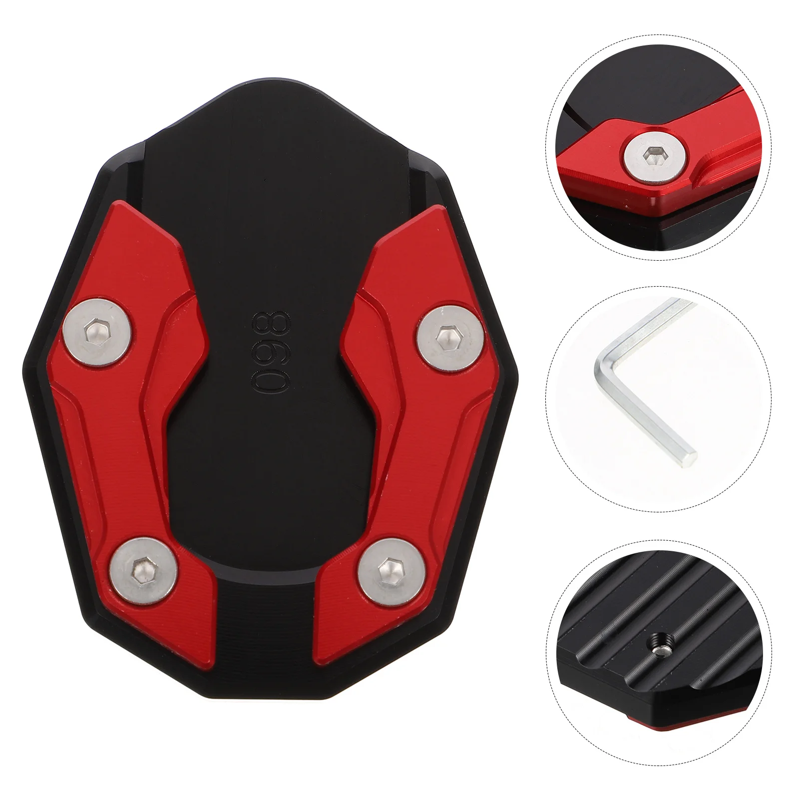 

Foot Side Stand Extension Pad for Motorcycle Red Heavy Duty Kickstand Enlarger Support Plate Prevent Sinking on Soft Ground