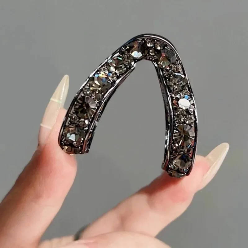 Rhinestone Mini Ponytail Clip Women Girls Small Fashion Anti-Drooping Metal High Ponytail Hair Claw Headdress Hair Accessories