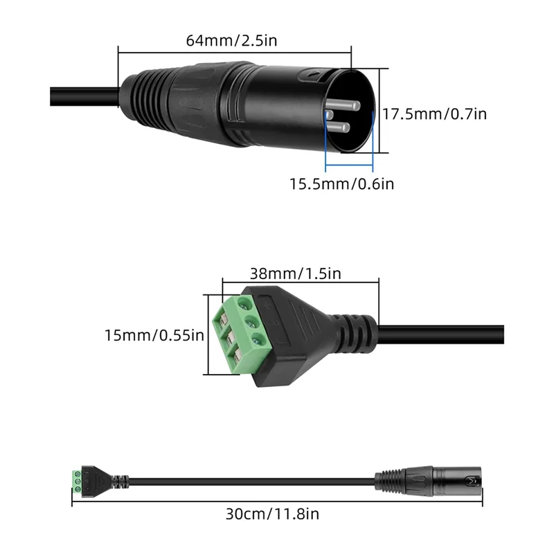 New-Solderless Screw Converter Cable XLR 3Pin Plug Adapter Extension Cable Forstudio Microphone,Speakers,Live Recording