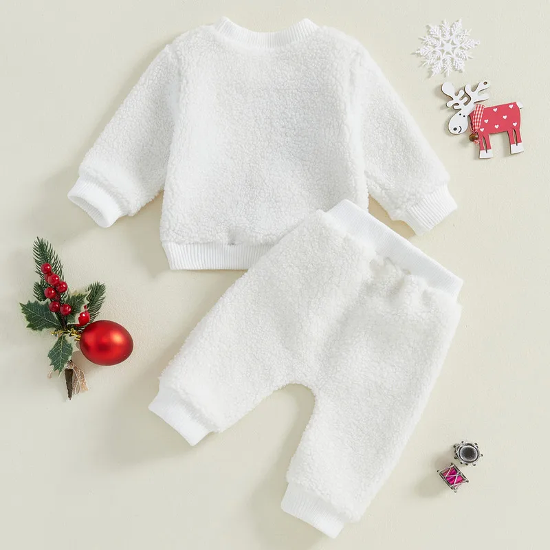 RUEWEY 0 to 3 Years Baby Girls Pant Sets Autumn Winter Clothes Snowman Long Sleeve Sweatshirt and Elastic Pants Baby Clothing