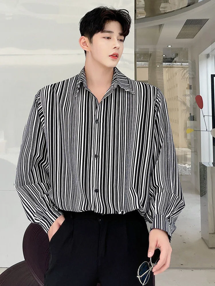 Style Korean Men's Casual Shirt 2022 New Personalized Striped Zebra Print Design Loose Fashionable Thin Section Tops2A2070