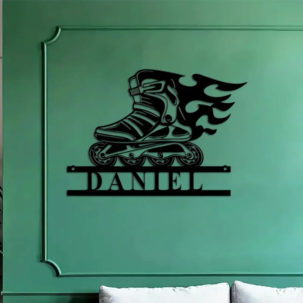 Aangepaste gepersonaliseerde roller blade kerst metalen muur kunst rolschaats schaatsen teken vakantie cadeau voor haar hem uniek decor idee