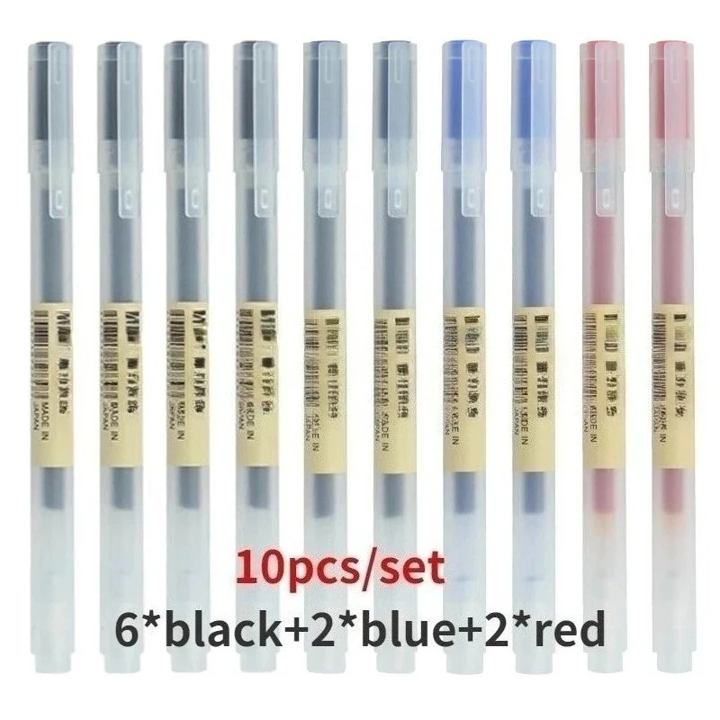 

10Pcs/Set Japan Style Gel Pen 0.38mm/0.5mm Ink Stationery Office Student Business Signature Gel Pen Black/Red/Blue/Deep Blue
