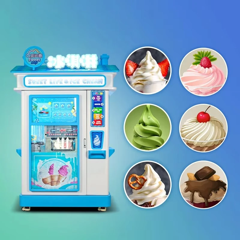 New OEM/ODM Nayax Automatic Soft Serve Ice Cream Vending Machine with SDK Touchscreen 4G LTE Remote Monitoring