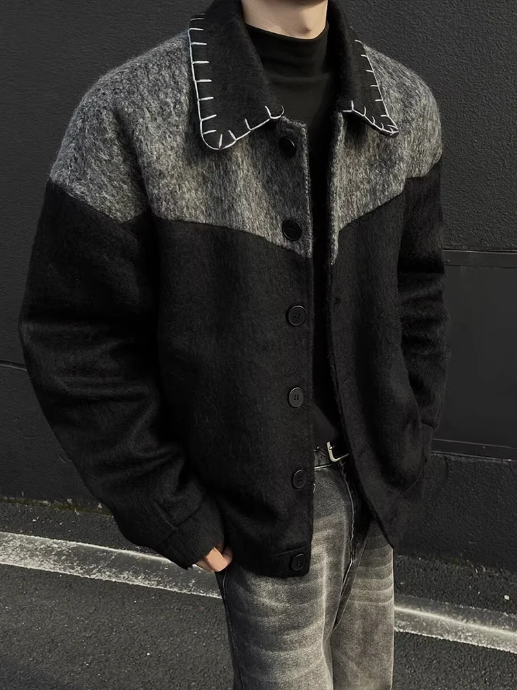 

Мужская рабочая куртка American Style: весенне-осеннее пальто из овчины ручной работы с цветными вставками, длинный рукав, молодежная повседневная верхняя одежда