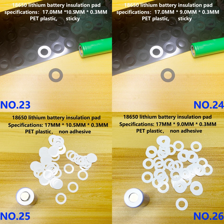 100pcs/lot 18650 lithium battery insulation gasket positive hollow battery gasket negative solid barley paper insulation paper