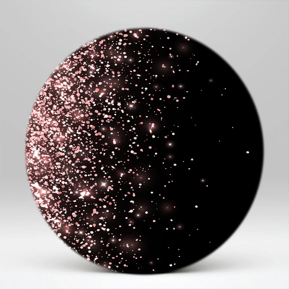 Rose Gold Bokeh Round Backdrop Glitter Black 16th 18th 30th Birthday Party Decoration Baby Shower Circle Round Props NO-178