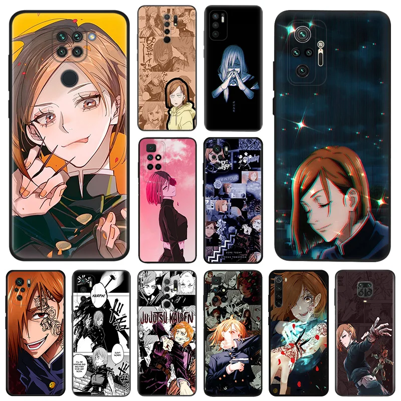 Matte Phone Cases For Redmi 9 9A 9C 9T K40 K60 A3 A2 A1 Plus Note 9s 8T 7 8 Pro Kugisaki Nobara Jujutsu Kaisen Black Soft Cover