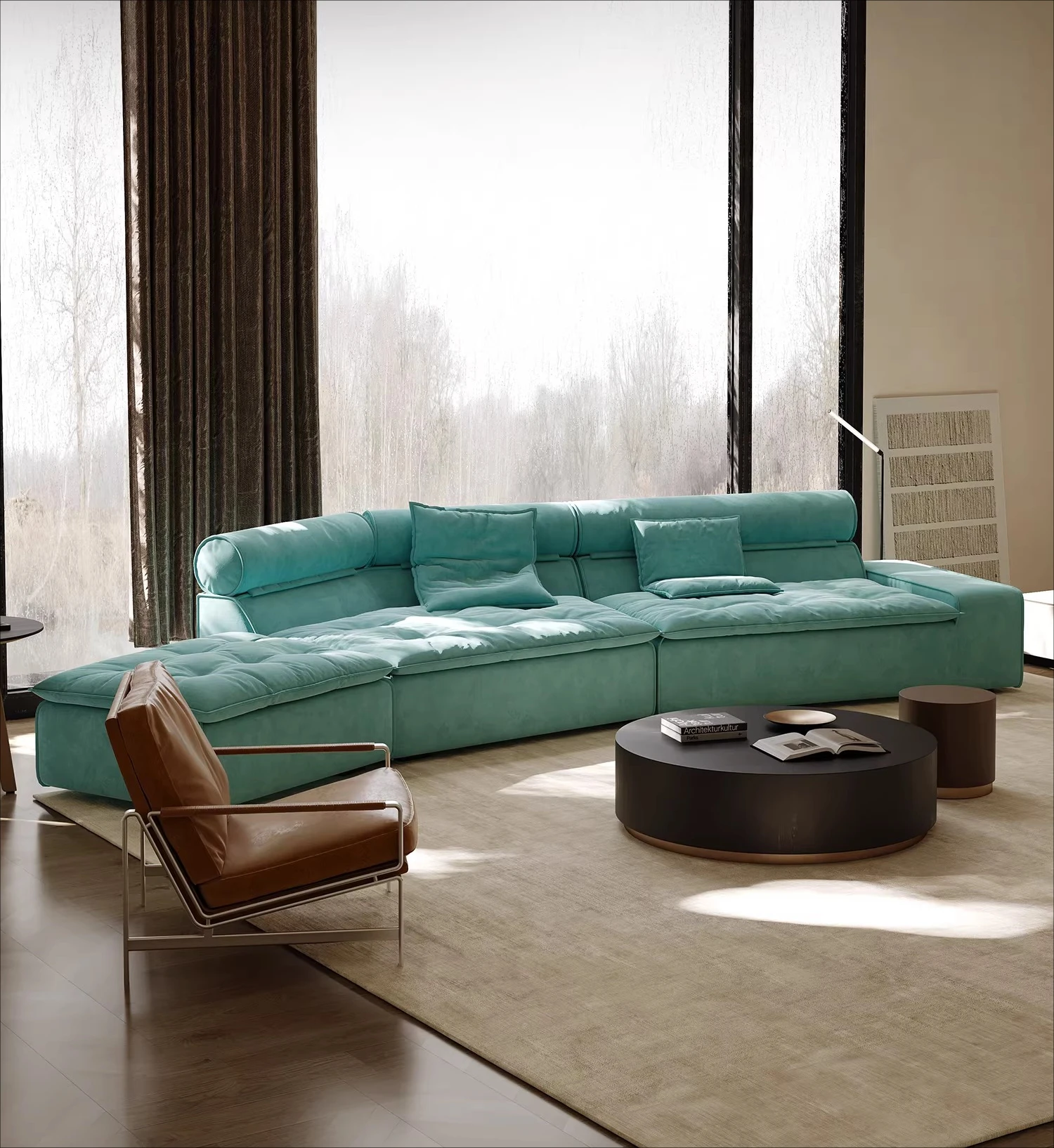 Sofa Italian minimalist matte fabric sofa combination