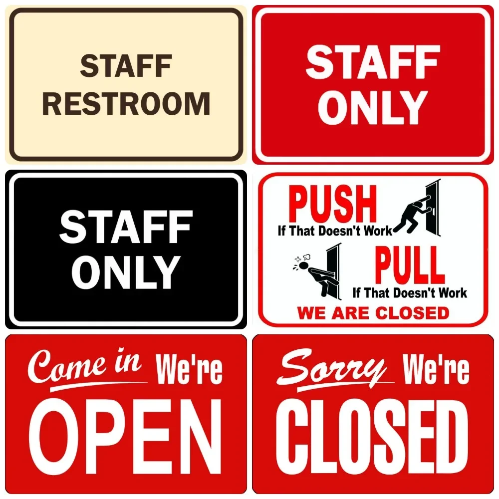 Staff Only Metal Sign, Vintage Personalized Open Closed, Funny Customized Place Posters, Painting, Home Decor, WY76