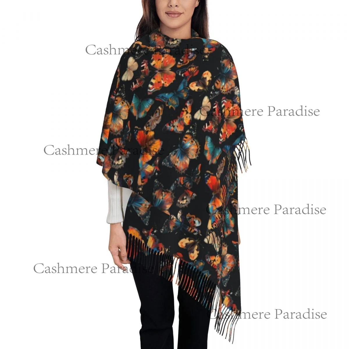 Butterflies With Words Butterflies Bottom Warm Shawls Wrpas Men Women Custom Large Scarves Winter Luxury Brand