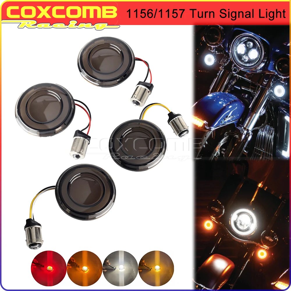 

LED Turn Signal Bullet Style Front White Running Lamp Red Taillight Tail Light For Harley Touring Street Electra Glide Road King