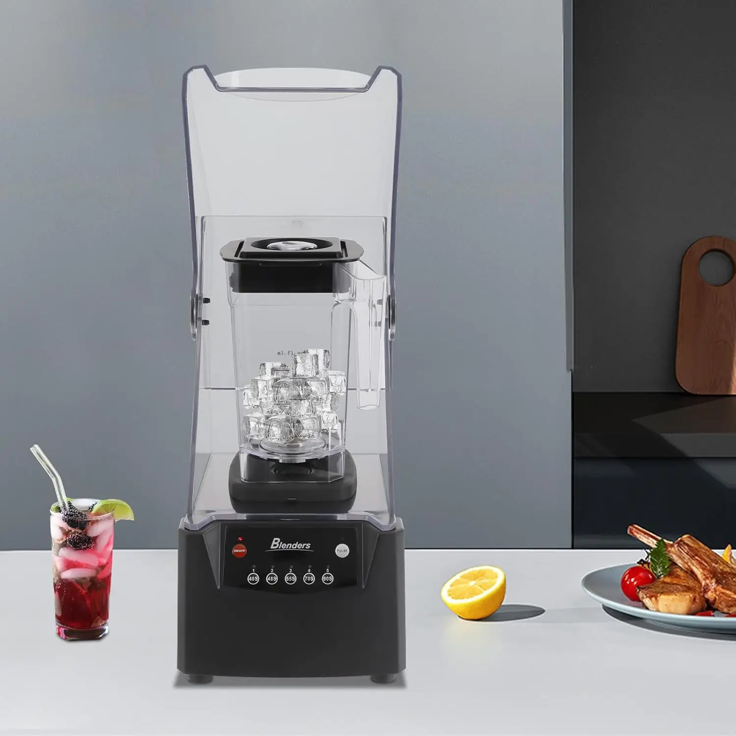 Звукоизоляционная машина для приготовления смузи, коммерческая машина для приготовления смузи с фруктовым соком, 2600 Вт, 1,8 л, с тихим звуковым корпусом, смесь смузи