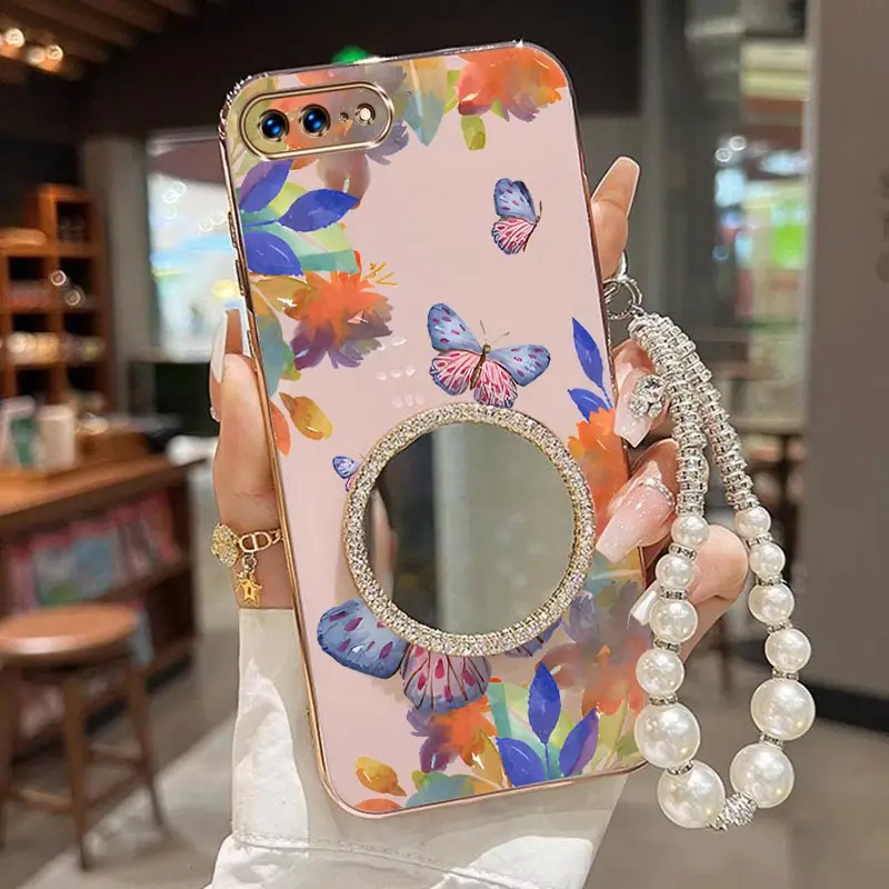 

Чехол для телефона с нежным цветочным браслетом 7 Plus для iPhone 11 12Pro XR XSMax 12ProMax 8Plus 12Mini 11ProMax 7 8 XS X Cover