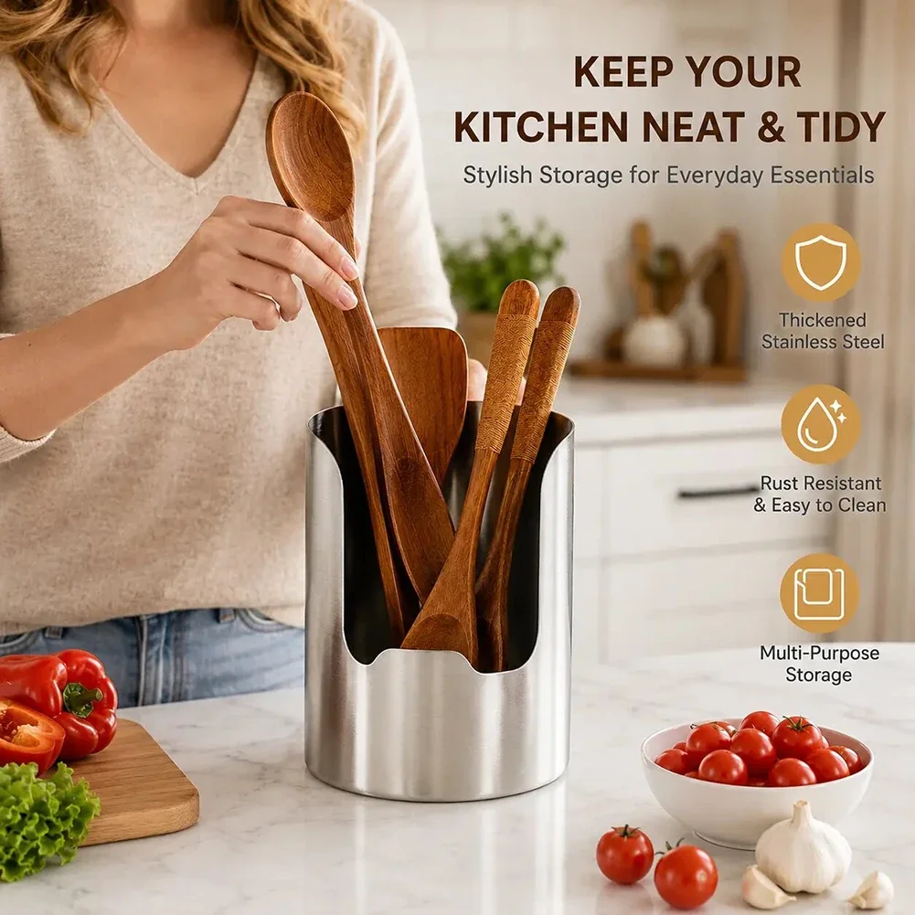 2 in 1 Stainless Steel Utensil Rest Holder Spoon Rack Steel Lid Cookware Organiser Space-Saving Cutting Board Storage 1/2/3pcs