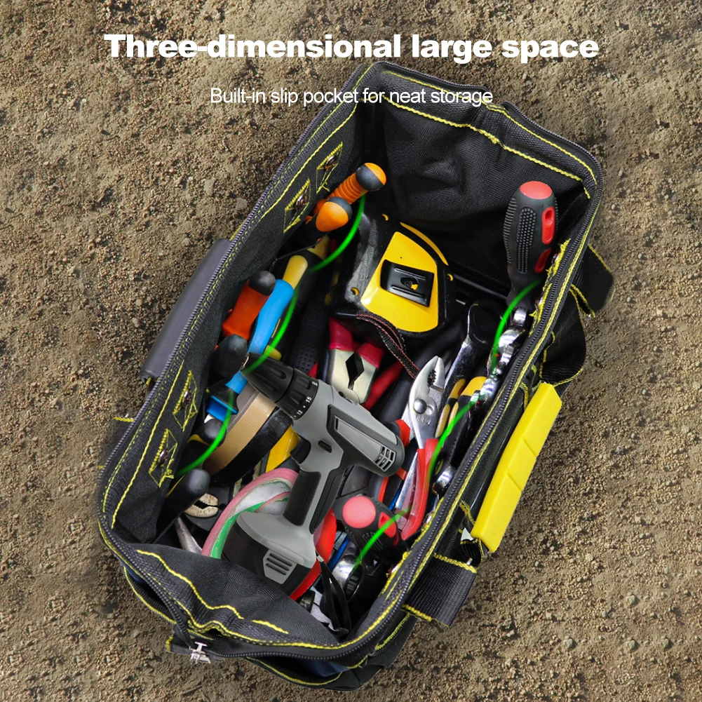 Bolsa de herramientas de tela Oxford 1680D, bolsa de almacenamiento impermeable resistente al desgaste, bolsas multifuncionales de electricista, bolsa de herramientas de trabajo de Hardware