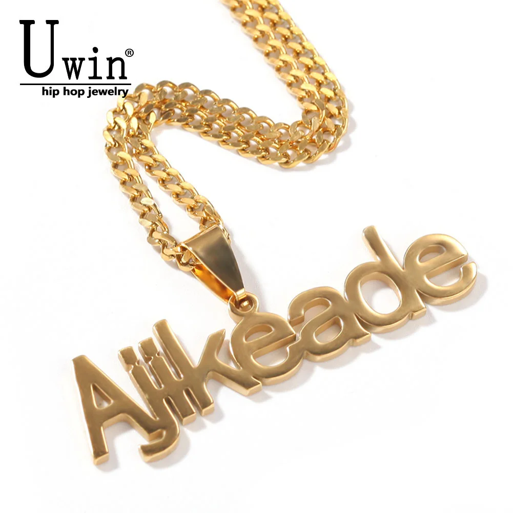 

Uwin Custom Name Stainless Steel NecklaceLetters Personalized Necklace Fashion Hiphop Jewelry