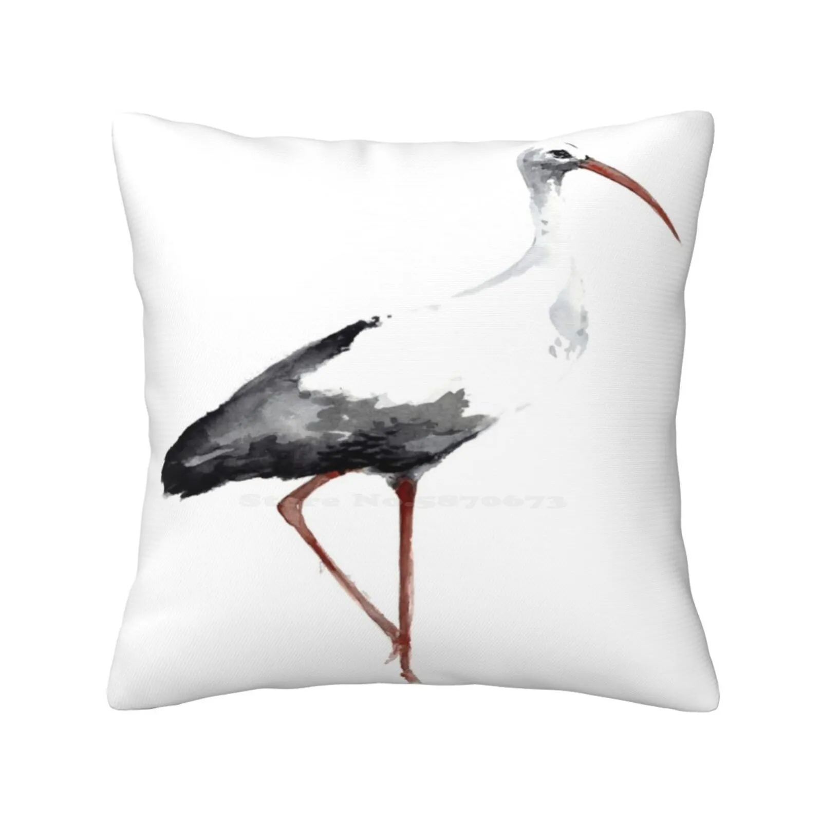 Stork Bird Watercolor Poster Painting Animal Drawing Illustration Home Sofa Car Waist Throw Pillowcase Abstract Bird Birds