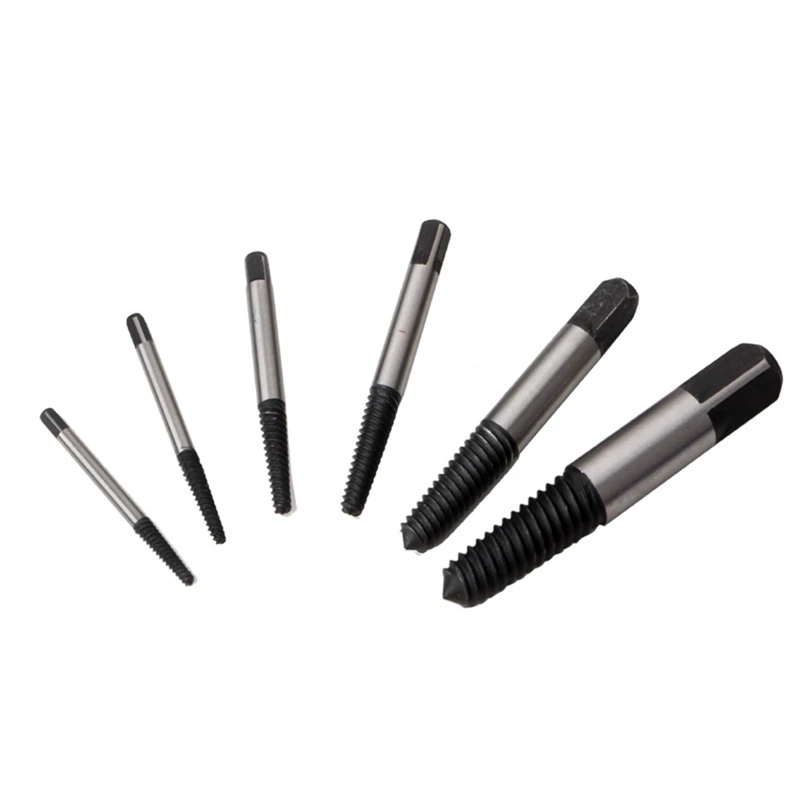 12 Piece Broken Screw Extractor Kit (No.1-No.6 Extractor Plus 6 Supporting Drills) Steel Is Used To Remove Peeling Screws.