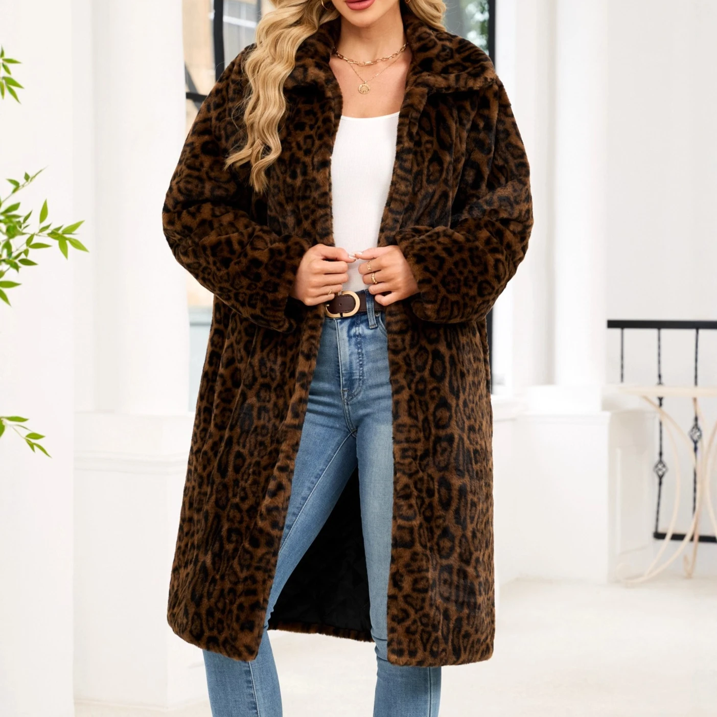 

Women Faux Fur Coats Mid Length Jackets Turn Down Collar Coat Thick Warm Y2k Streetwear Jacket Work Outerwear Autumn Winter