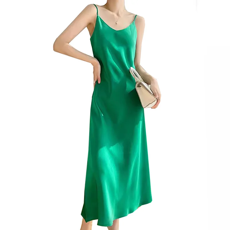 2024 new Sleeveless A-Line Long Dress Summer Spaghetti Strap V-Neck Dress Women Fashion Sexy Party Dress