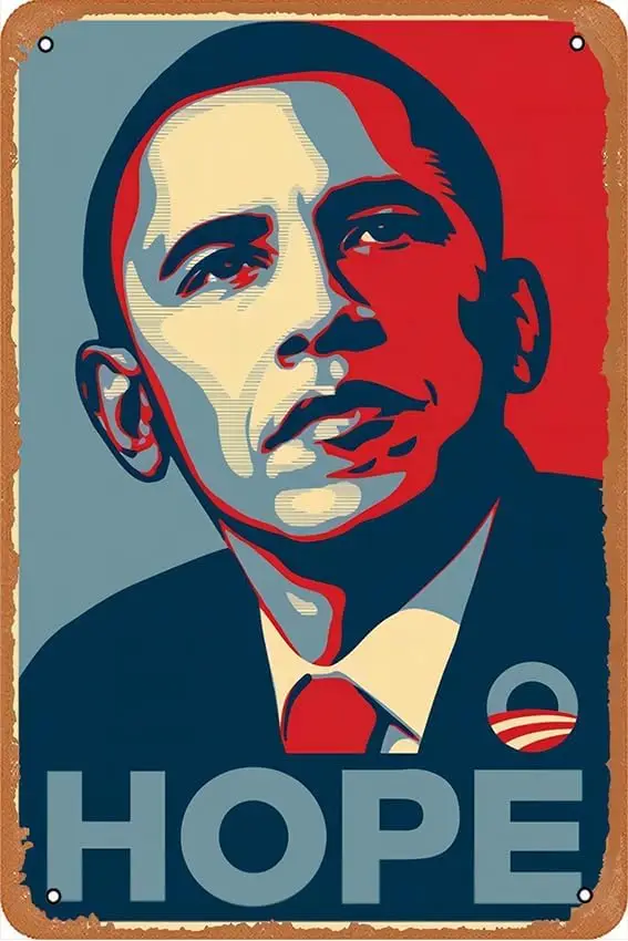 The 44th United States President Barack Obama Hope Vintage Metal Tin Sign 12X8 Inch Poster Cafe Bar Office Art Wall Decorat sign
