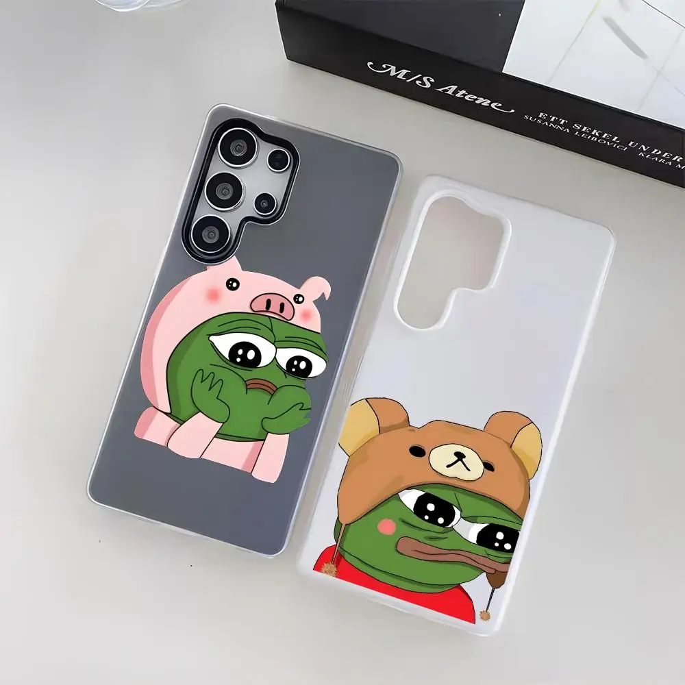 Sad Frog P-Pepe Phone Case For Samsung Galaxy S25 S24 S22 S23 Ultra S21 S20 Plus Frosted Jelly Shockproof Soft Cover