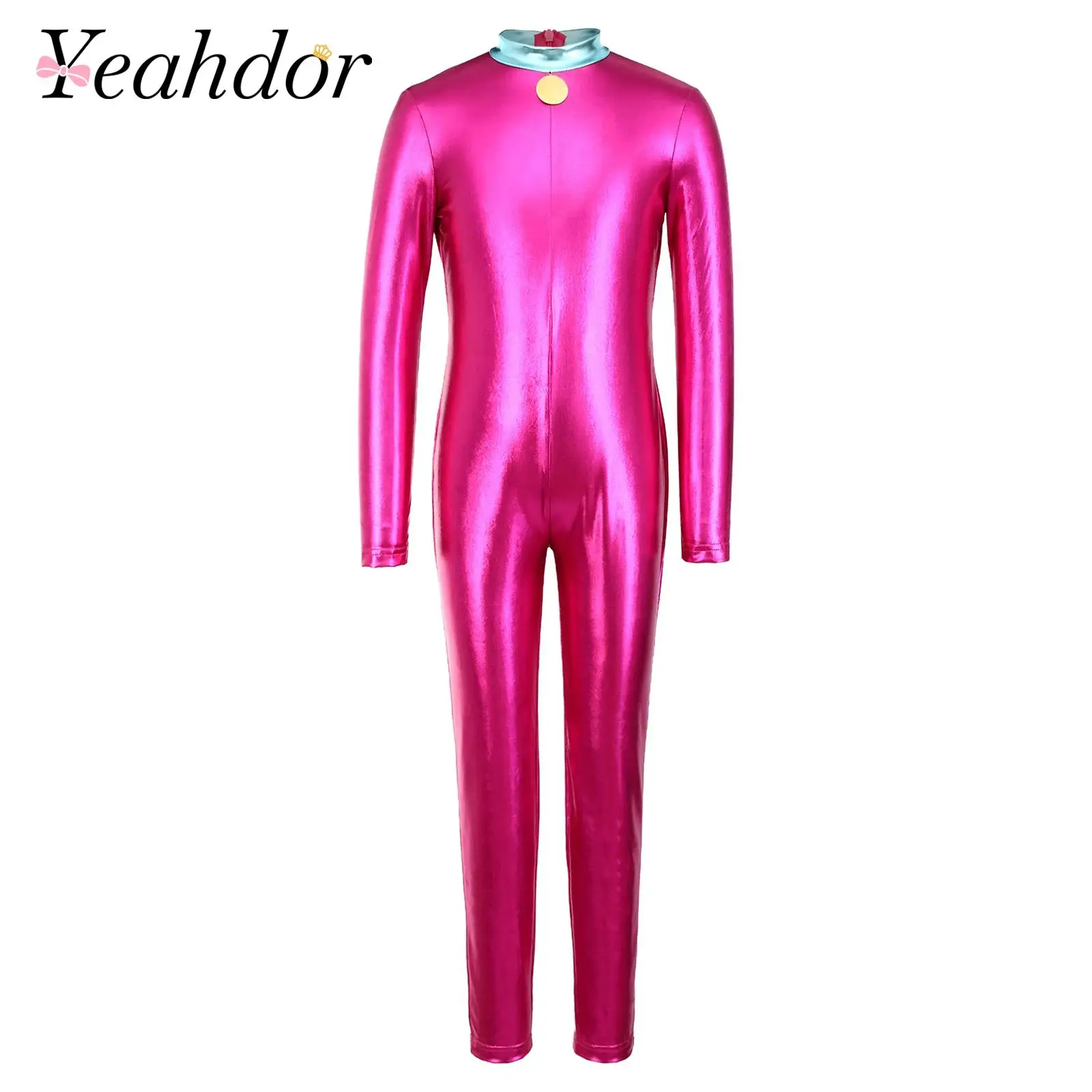 Kids Girls Dinosaur Costume Long Sleeve Jumpsuit Bodysuit with Faux Tail for Halloween Themed Party School Stage Performance