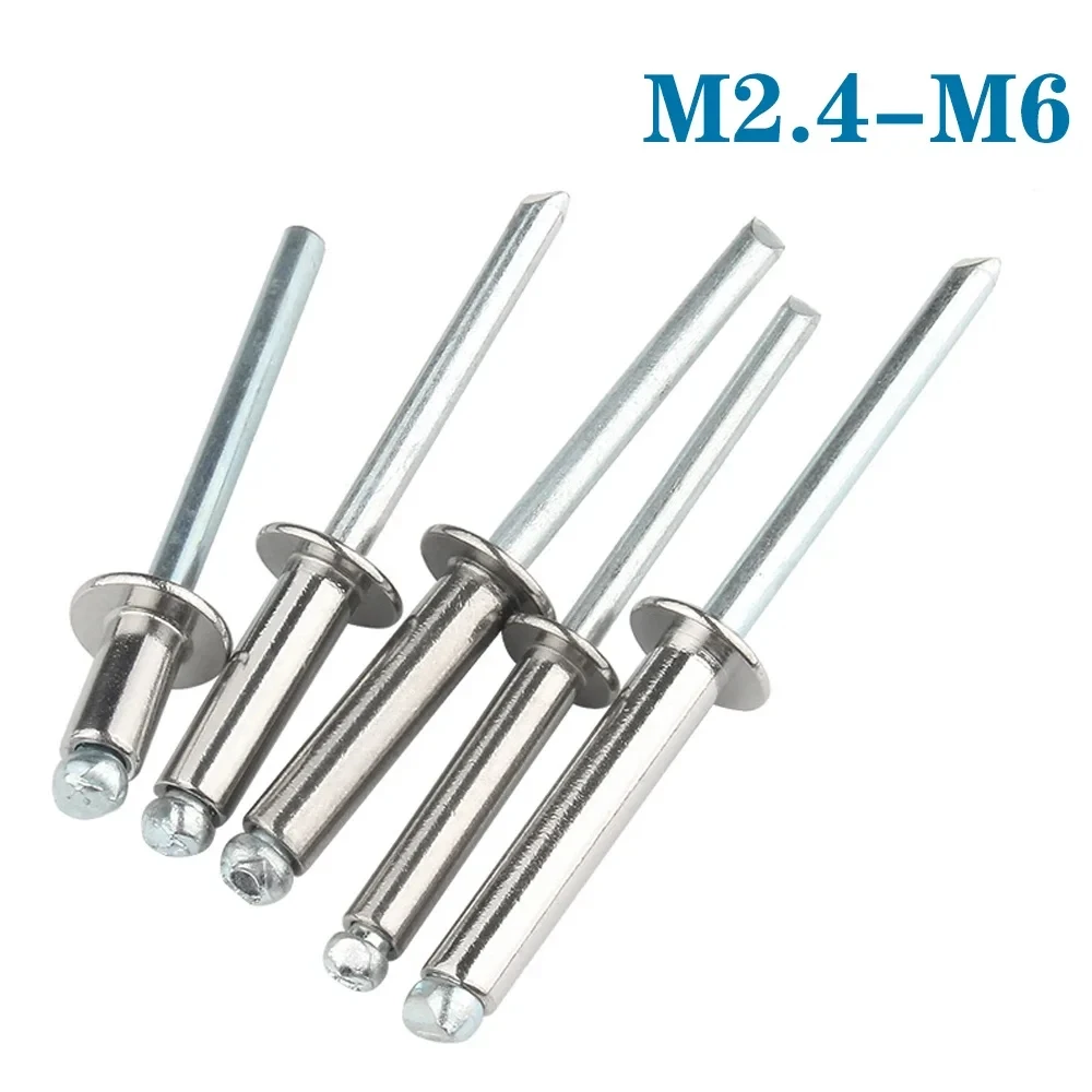 

10-50Pcs Pop Rivets Aluminium M2.4 M3.2 M4 M4.8 M5 M6 Dome Head Blind Rivets Steel Shank Mandrel Exhaust Rivets Pull Nail