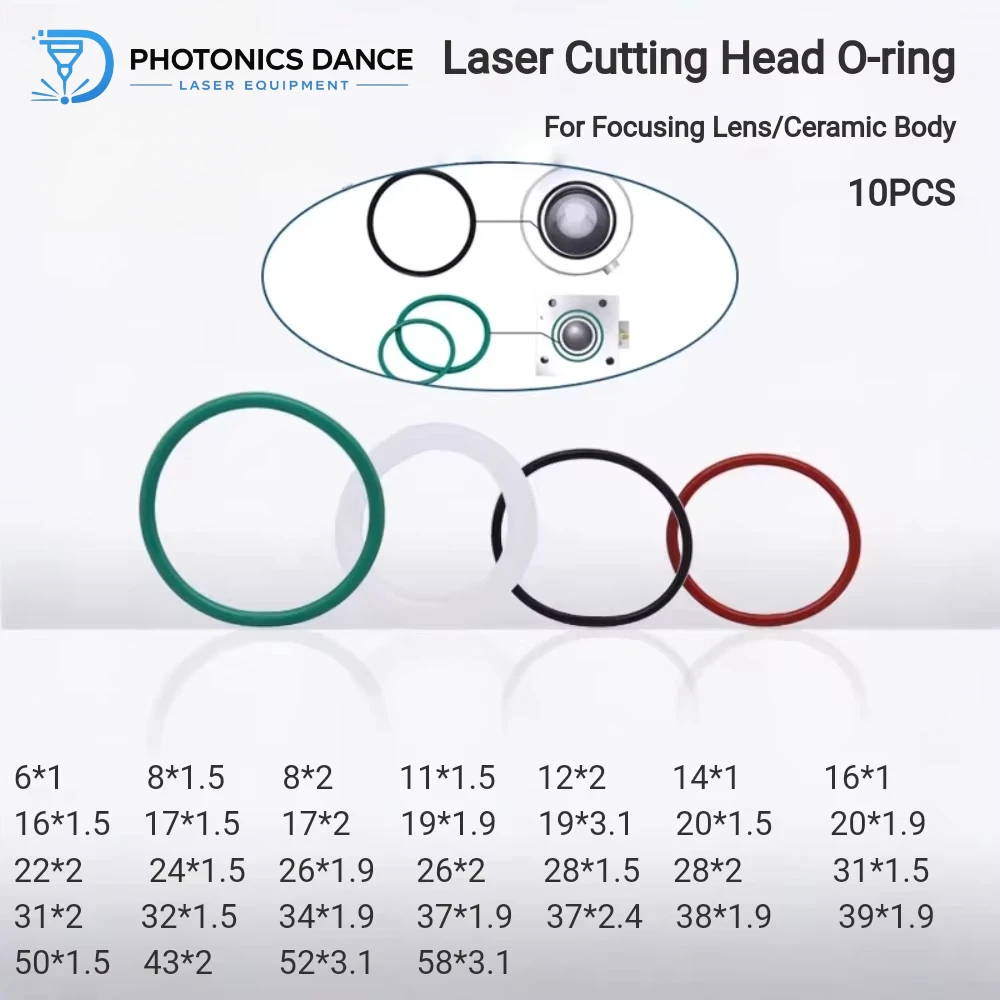 10PCS/Lot Rubber Ring Laser Sealing Ceramic Ring O-Ring Multiple Size WSX Raytools Precitec DNE Laser Cutting Machine Parts