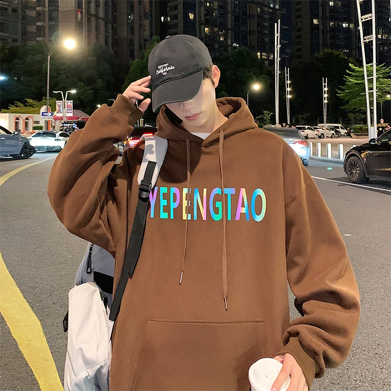 Men’s Graphic Big Pocket Hoodie Casual College Streetwear Oversized Baggy Hooded Sweatshirt
